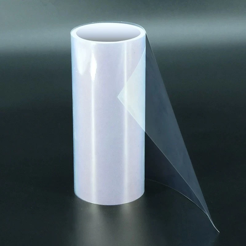 Clear FEP film unwound from a white roll