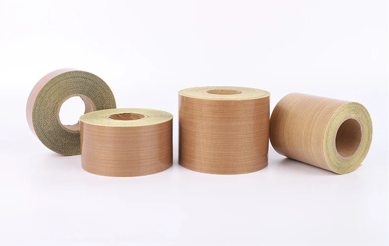 Brown reinforced PTFE tape rolls in several widths