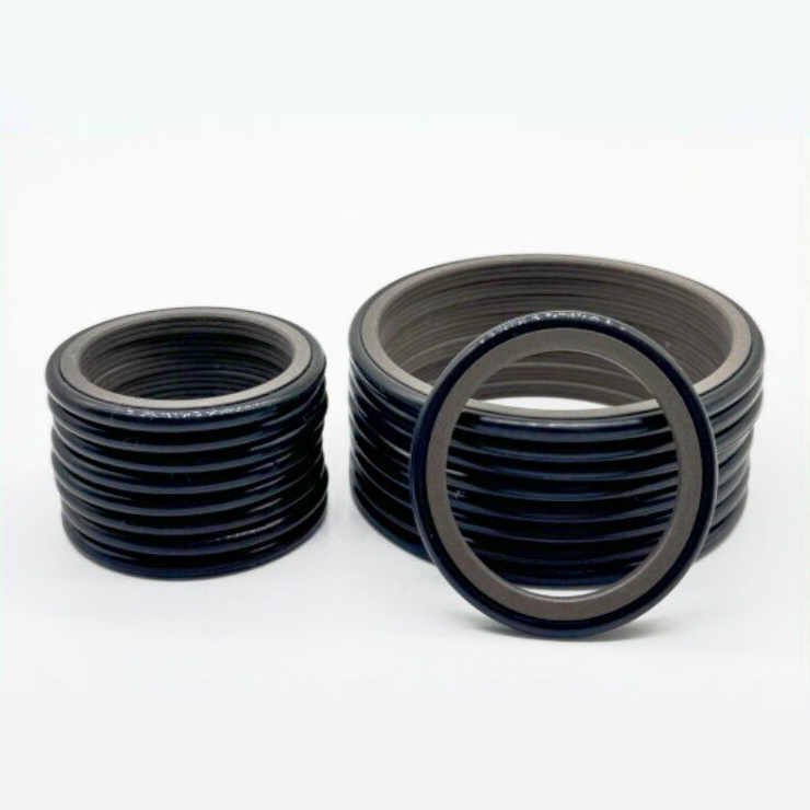Stacked rotary seal sets with black O-ring energizers and PTFE faces